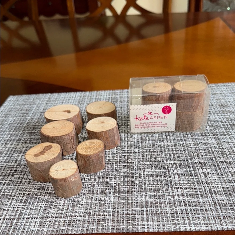 Kate Aspen Natural Wood Slice Place Card Holders